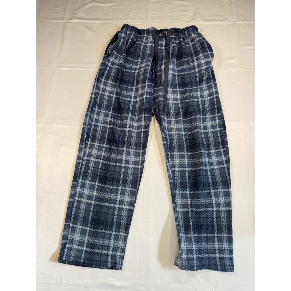 Lucky Brand Pajama Pants Adult Size L - Blue Plaid Fleece Sleepwear Bottoms